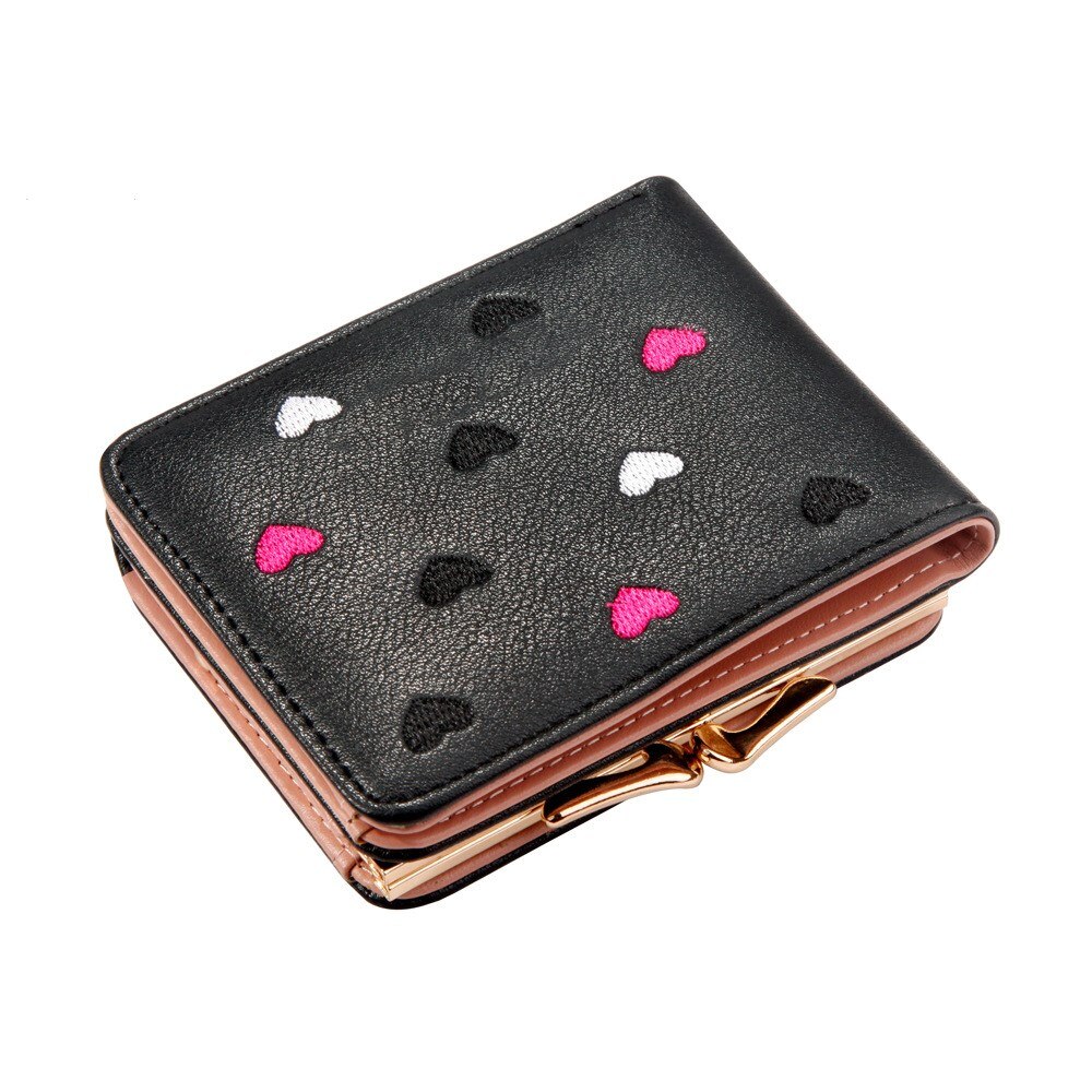 ¡Novedad! Cartera Catei Karrui de estilo coreano para mujer, monedero bordado: 39 black