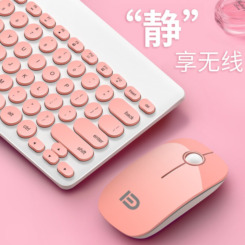 Notebook wireless keyboard and mouse set mini mute office typing portable peripherals blue and red