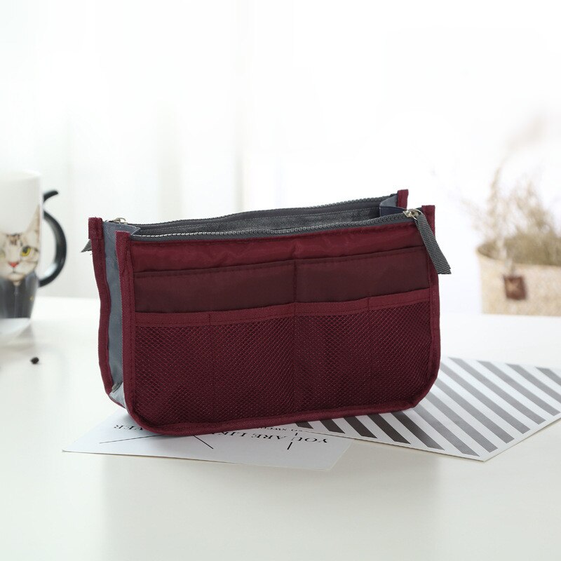 Bolsas de viaje multifuncionales de lona, bolsas de almacenamiento para cosméticos, bolsas de organizador informal para hombre y mujer: Wine Red