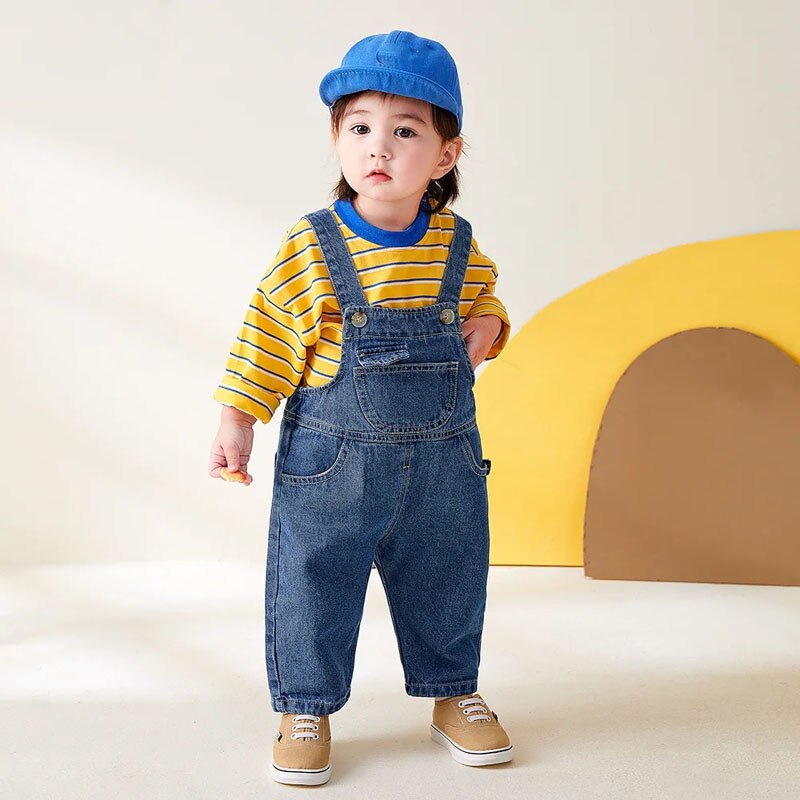 Monos de algodón transpirables para bebé, ropa para niño y niña, pantalones largos, pantalones holgados con tirantes, monos suaves para niño