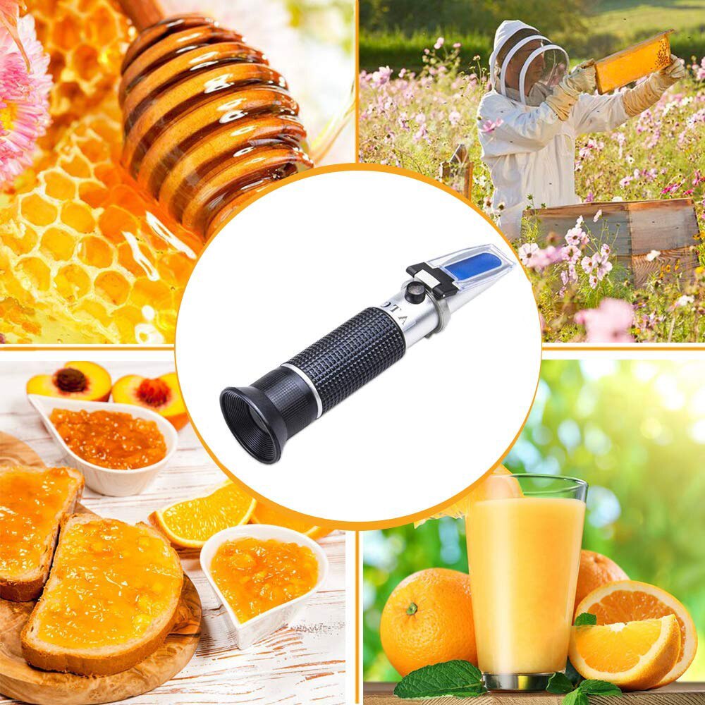 Portable 3 in1 Honey Refractometer 58-90% Brix Scale Range With ATC Honey Moisture Tester For Beekeeping Jelly Jam And Syrup