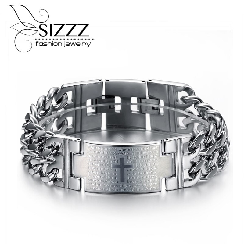SIZZZ 21 cm lunga 22.5mm di larghezza i nuovi gioielli al prezzo di diretta in acciaio inox croce braccialetto & braccialetti per uomini