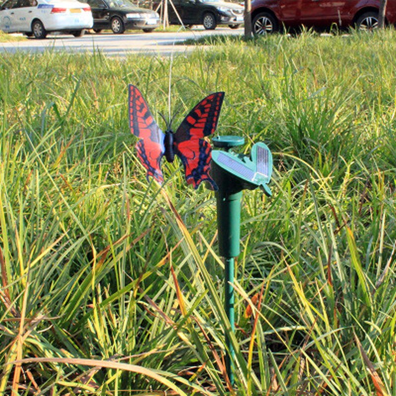 Vibration Solar Power Dancing Flying Fluttering Butterflies Hummingbird Garden Decorative Stake