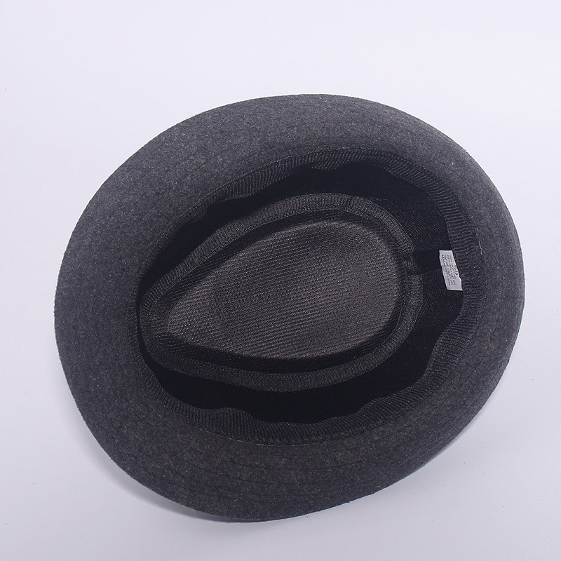 Grå sort fedora hat klassisk bredskygget hat herre solid #39 vintage top jazzhat efterår vinter bowler sombrero filt kasket