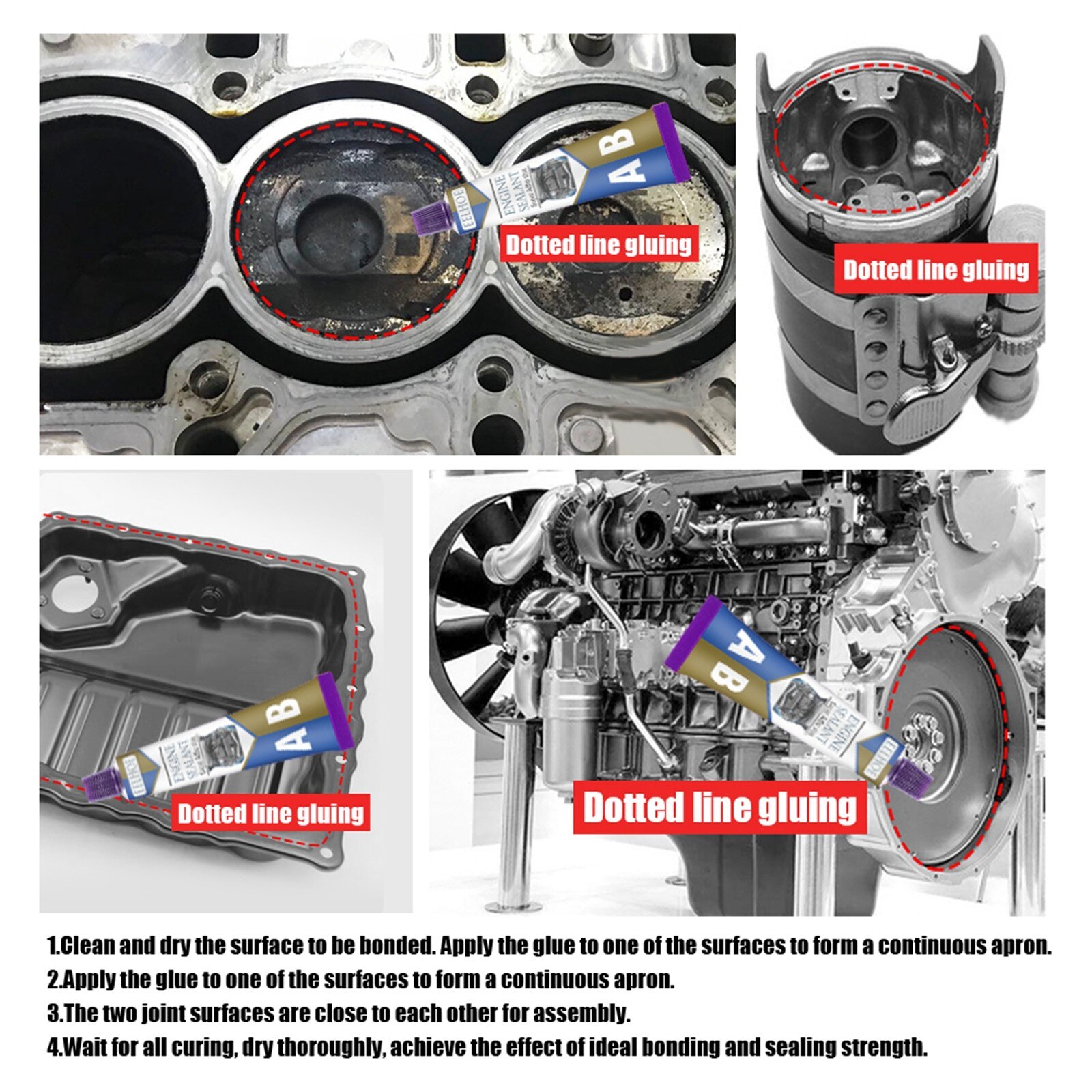Car Engine Sealant Car Engine Maintenance Adhesive90g Oil And High Temperature Resistant Metal Sealant For Automobile Engine #K