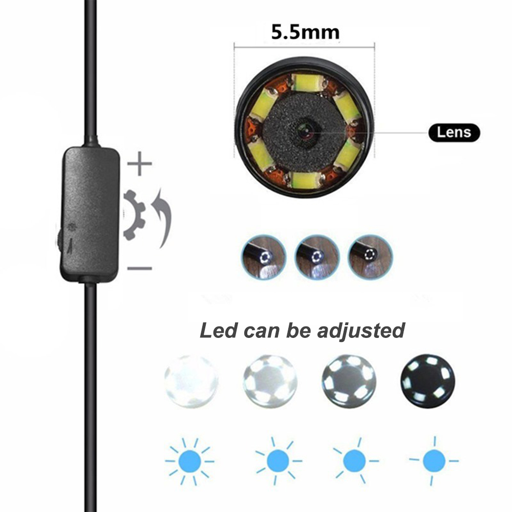 Cámara endoscopio USB tipo C Android de 5,5mm cámara de inspección de tuberías impermeable boroscopio para Huawei teléfono Android boroscopio