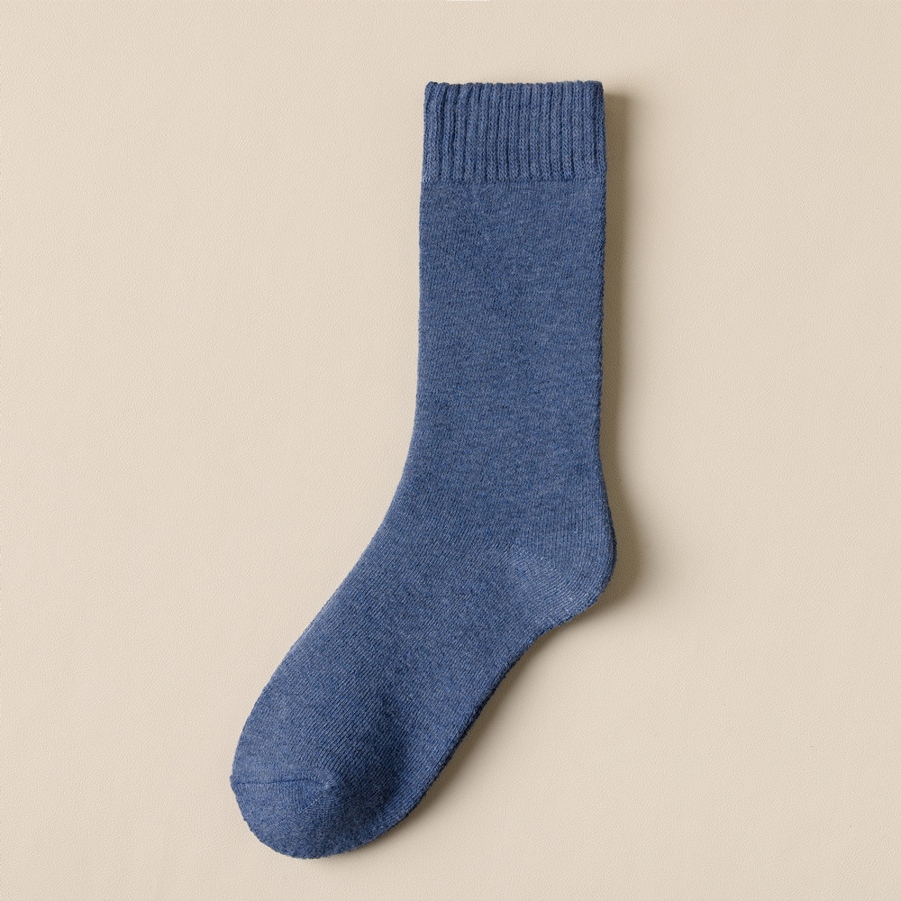 Calcetines de algodón gruesos y cálidos a la de Otoño Invierno señora Casual chica Color sólido calcetines de tubo medio para mujer