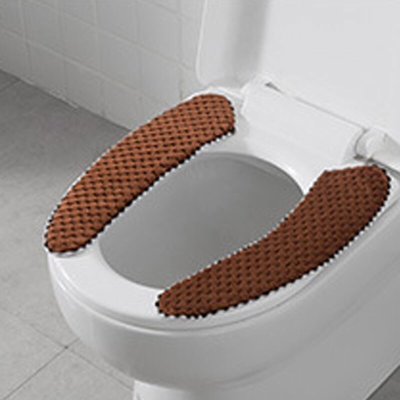 Vinter tyk pasta toiletsæde ringpude cirkel universal vaskbart badeværelsestilbehør toiletsædebetræk vandtæt: Kaffe