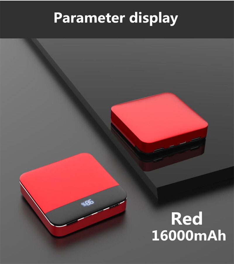 16000mAh Erweiterte-akku Batterie Power Für iPhone Samsung Mini Power Bank Dual-USB Tragbare Batterie Ladegerät Für Xiaomi huawei: Red