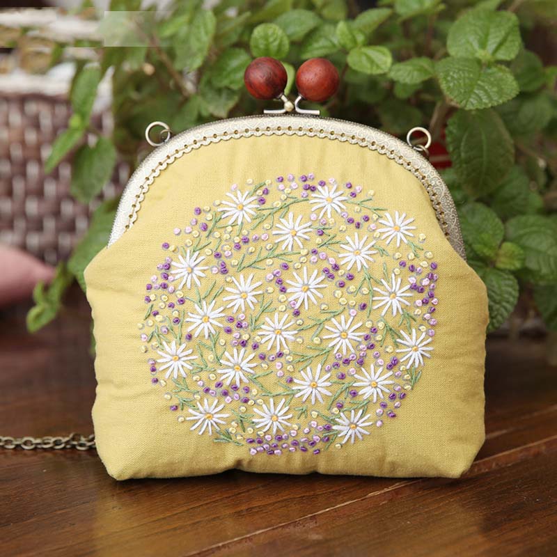 Kits de bordado para bolsos, bordado floral, cadena para monedas, bolsas para teléfono, conjuntos de punto de cruz con bastidor de bordado, cumpleaños y navidad.: Mi