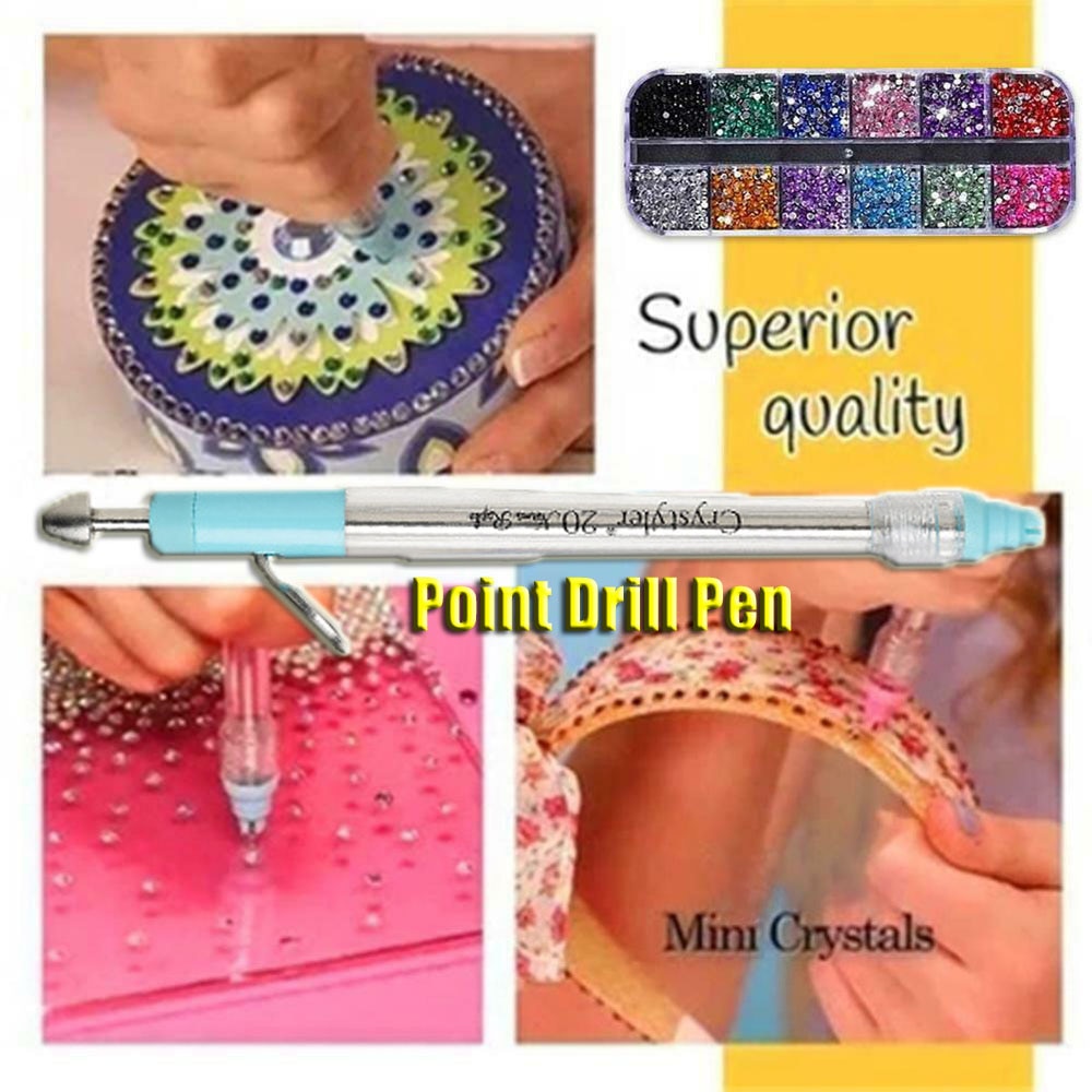 Herramienta de pintura de diamante acrílico, taladro de doble cabeza, accesorios de bordado, taladro de punto multifunción, pluma artística de uñas