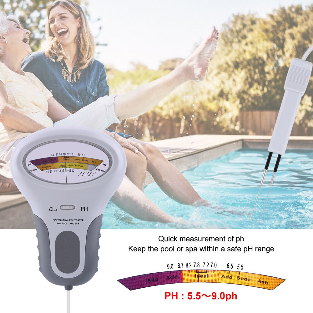 2 in 1 klor tester vand ph & klor niveau  cl2 tester bærbar ph tester swimmingpool spa analytisk udstyr