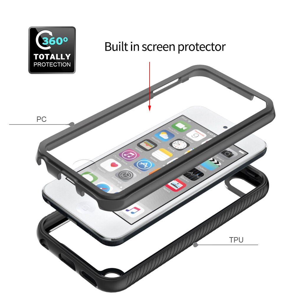 Shockproof Cover Voor Apple Ipod Touch 7 Case Touch 6 Huid 5 Armor Anti Shock Hard Clear Cases + Front screen Protector