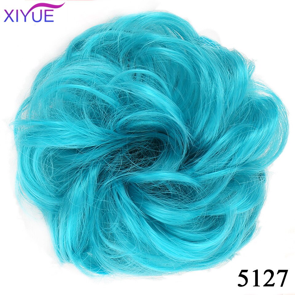 XIYUEMessy Scrunchies Donut Bun Synthetic Hair Chignon Straight Elastic Band Hair Extensions Heat Resistant Hairpieces For Women: #30