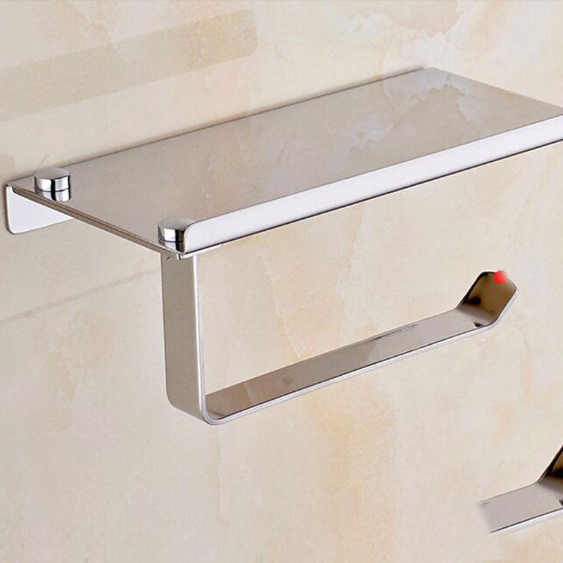 Wall Mount Paper Towel Holder & Dispenser, with Shelf, Stainless Steel, Bathroom Hardware