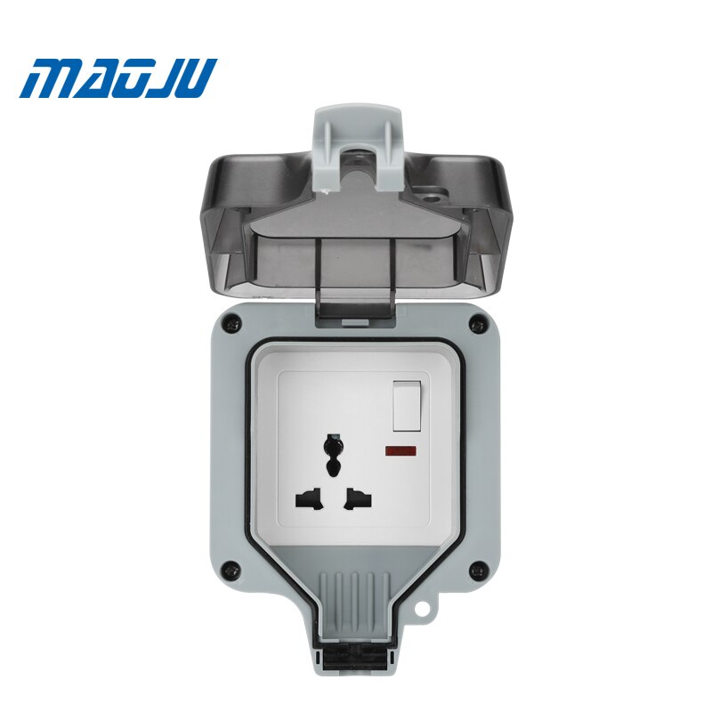 Russia French EU UK British Germany European Single 1Gang Waterproof Socket Switch Enclosure Box Outdoor Outlet Weatherproof 13A: Multi 3 holes switch