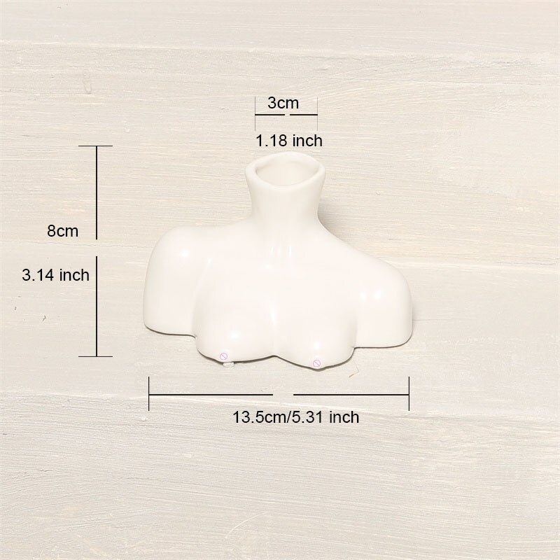 Mini Half Bust Statue Breast Ceramic Vases Female Body Art Vase Dried Flower Arrangement Ornament Room Modern Decorative: White Large