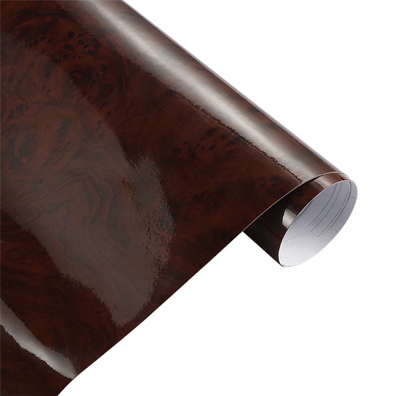 60cmx500cm Glossy Wood Grain Car Wrap Vinyl Film DIY Wood Grain Textured Furniture Decal Waterproof Self-adhesive Car Sticker: GRAY