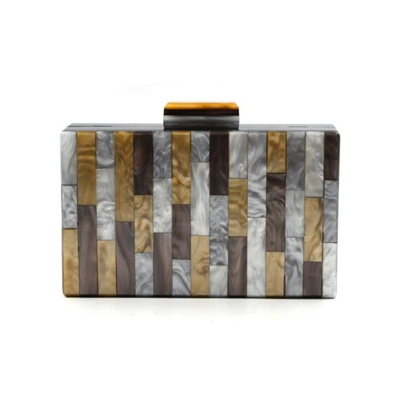 2022 damen-abendclutches, farbenfroh gestreifte hochzeitsbanketttaschen mit kette, party-schultertaschen  mn1639: Default Title