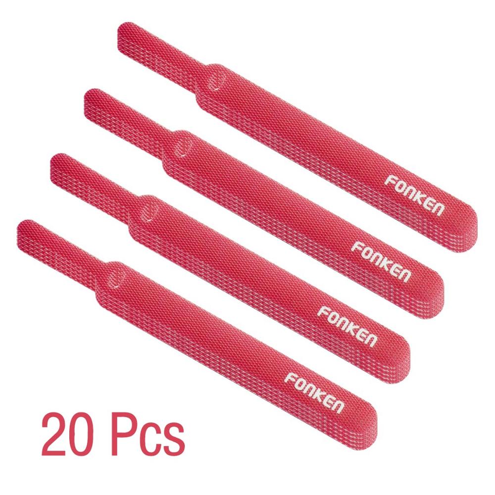 20 stk fonken usb kabel opruller organizer hjem sele efterbehandling faste kabler hdmi aux pc strøm wire tie kabel management øretelefon: 20 stk rød velcro