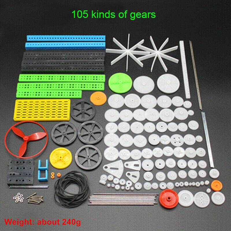 Forskellige gearpakker plast gear kit remskive rem aksel gear snekke krone motor gear samling 0.5 modul gear rack gør-det-selv legetøj