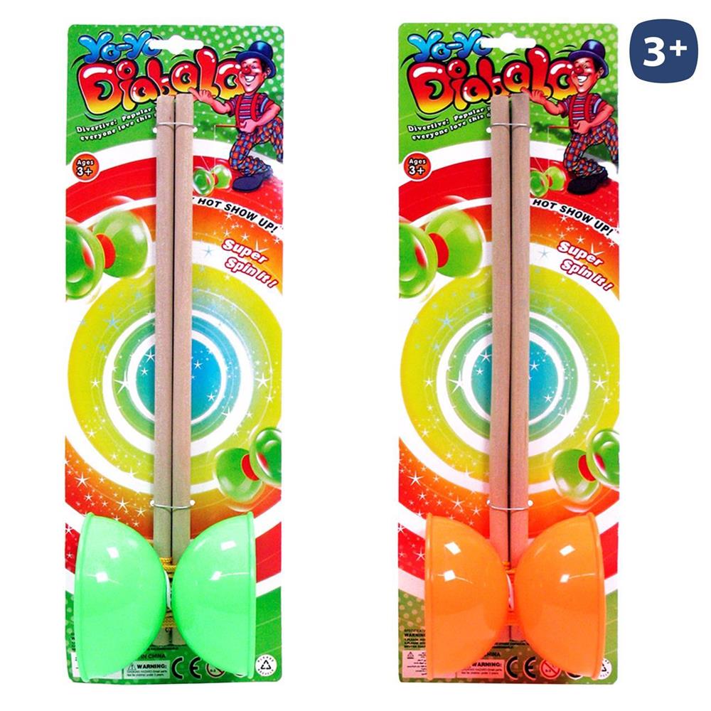 Diabolo set with wooden stick 30x8,50 cm 2 colors sdos. (Juinsa - 9259)