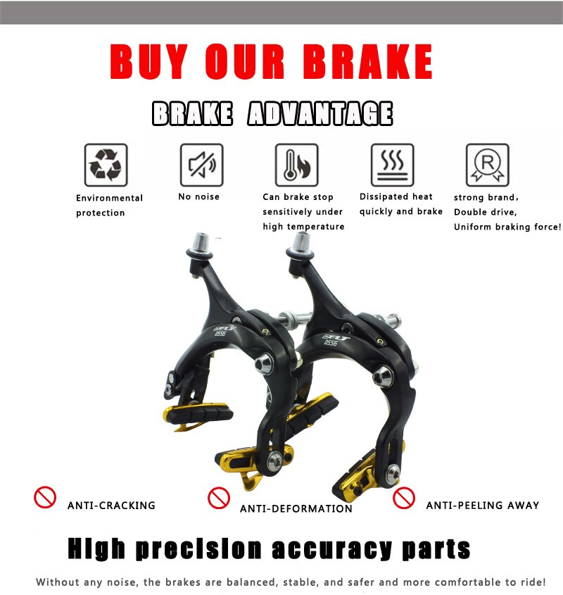 Fixed gear Bike CNC shoe Road cycling Bicycle C Brake shoes Caliper Set 55-72MM long arm caliper c clip Accessories