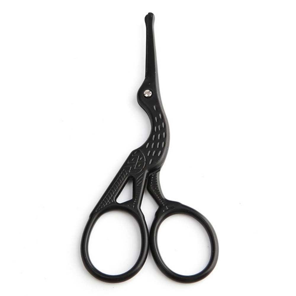 Crane Pattern Nose Hair Scissors Lightweight Stainless Steel Nose Hair Trimmers Beauty Scissors Face Hair Removal Tools: black