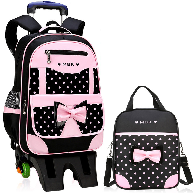 Kinderen Schooltassen Kinderen Reizen Rollende Bagage Tas Trolley School Rugzak Meisjes Rugzak Kind Boek Tas 3 Wielen Schooltas