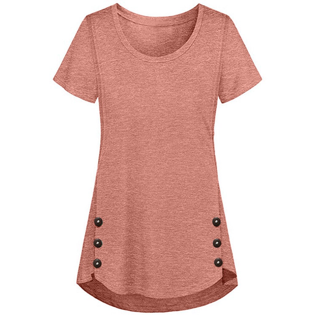 Pregnant Maternity Clothes Summer Breastfeeding Clothes Women Solid Color Button Breastfeeding Pregnant Women Shirt: Pink / M