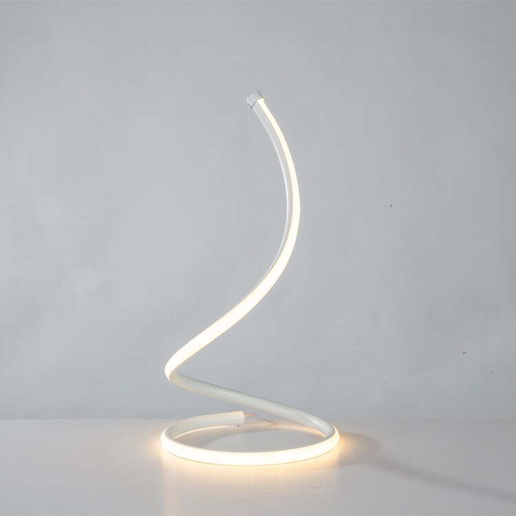 Lámpara de mesa Espiral de LED para el hogar, sala de estar, dormitorio, iluminación, luz de noche: White EU Plug-No.1