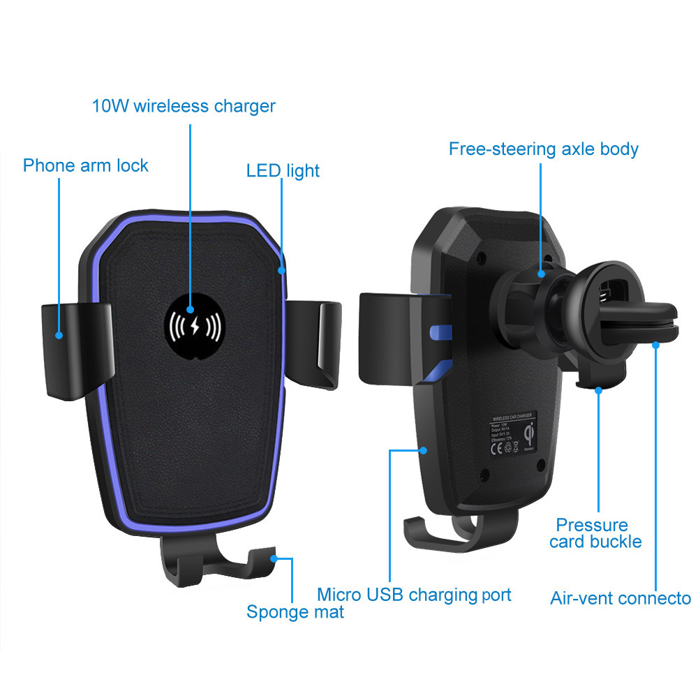 Auto Montieren Qi Drahtlose Ladegerät Für iPhone 13 12 11 X XS 8 XR 10W Schnelle Ladung Luft entlüften automatische Schwerkraft Halfter Für Samsung S21