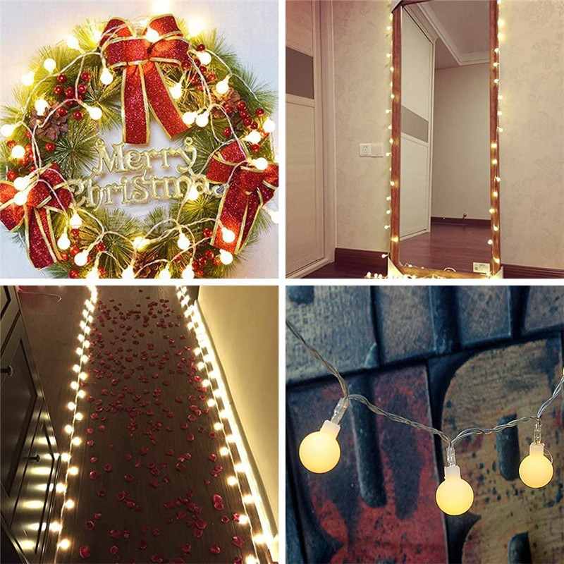 Bal LED-lichtslinger afstandsbediening warm wit Ketting Fairy Light Kerstmis Bruiloft Buiten Decor Werkt op batterijen 3m 5m