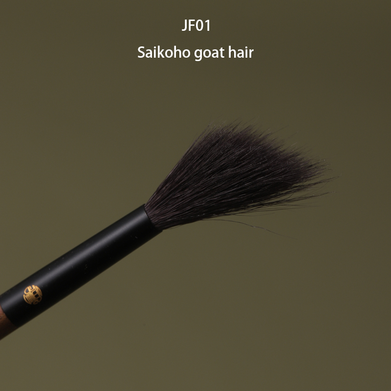 Handmade Makeup Brushes 1PC Soft Squirrel Horse Goat Hair Fluffy Blush Highlighter Brush Walnut Make Up Brush: black