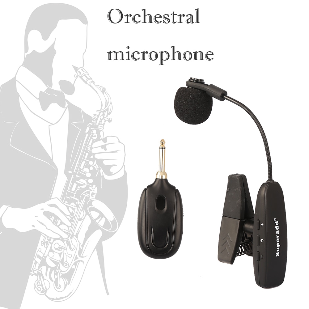 UHF clip-on instrument microphone Saxophone Mic Wireless Microphone For Trumpet Sax Horn Tuba flute Clarinet Pipe Saxophone