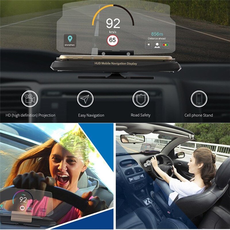 Universele mobiele telefoon autohouder voorruitprojector hud head-up display 6.5 inch voor iphone/samsung gps