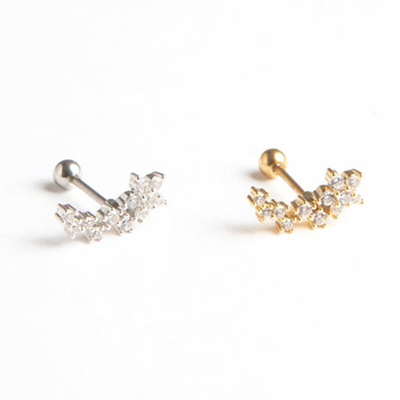 Pendientes de Piercing para mujer y Chica, pendientes minimalistas de Plata de Ley 925 con 1 Uds. De tuerca pequeña para de aniversario: 4 gold