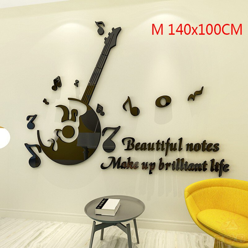 Musik akryl dekorative vægklistermærker guitar musiknoter musik klasseværelse klistermærker stue soveværelse baggrund wallsticker: Guitar m