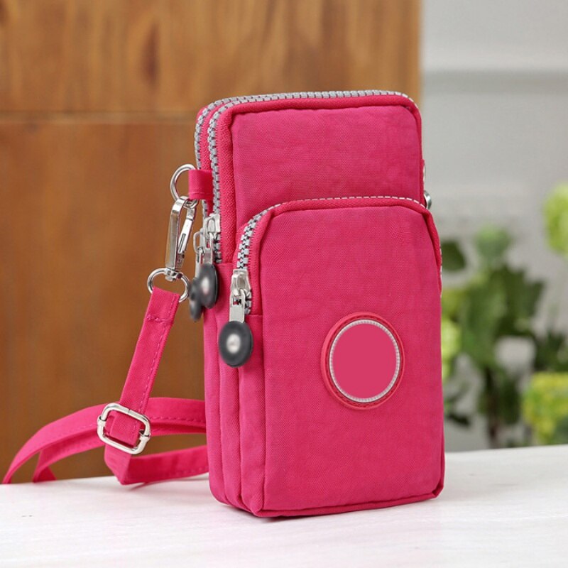 Wallet Outdoor Sports 3 Layers Storage Zipper Waterproof Nylon Crossbody Wrist Shoulder Bag Cell Phone Pouch Bags For Women: 8