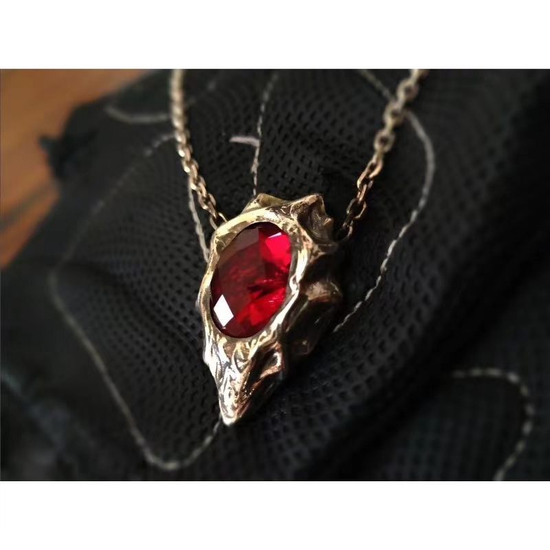 Necklace for Women Devil May Cry Necklaces Female Dante Jewelry Trend Neck Couples Party Red Rhinestone Pendant: Default Title