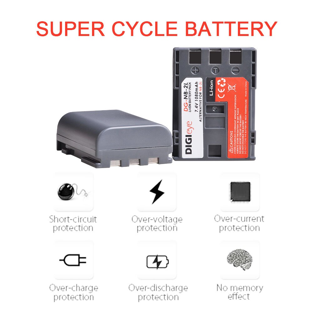 4Pcs NB-2L NB-2LH NB 2L NB2LH battery + LED Dual USB Charger Type C for Canon EOS 400D S80 S70 S50 S60 350D G7 G9 Rebel XT XTi