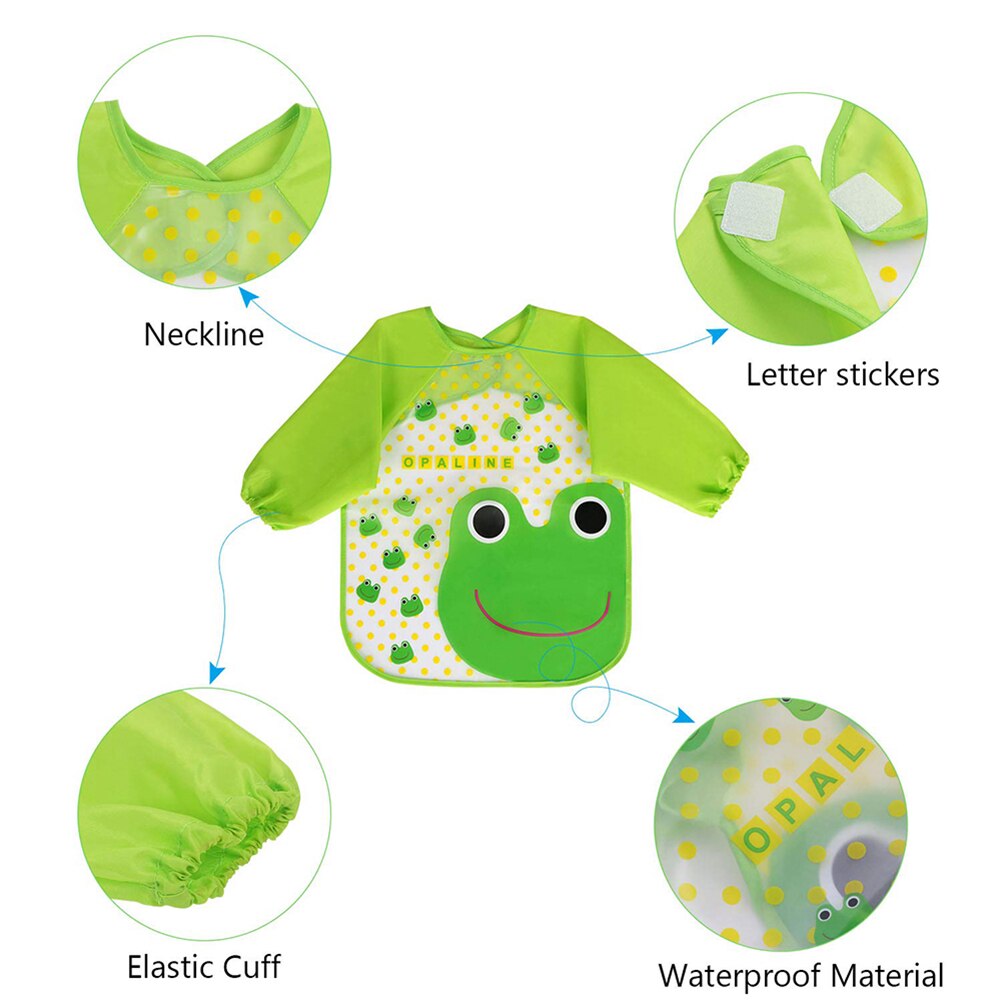 4 unids/lote bebé EVA impermeable almuerzo Baberos para comer bebé de dibujos animados de alimentación de niños delantal de bebé con manga larga