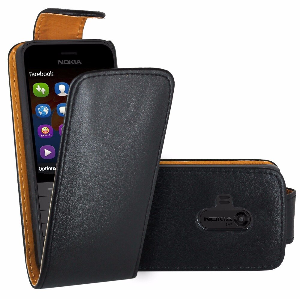 Preto Virar Premium Couro de Pele Bolsa Case Capa Para Nokia 220/Nokia 220 Dual Sim