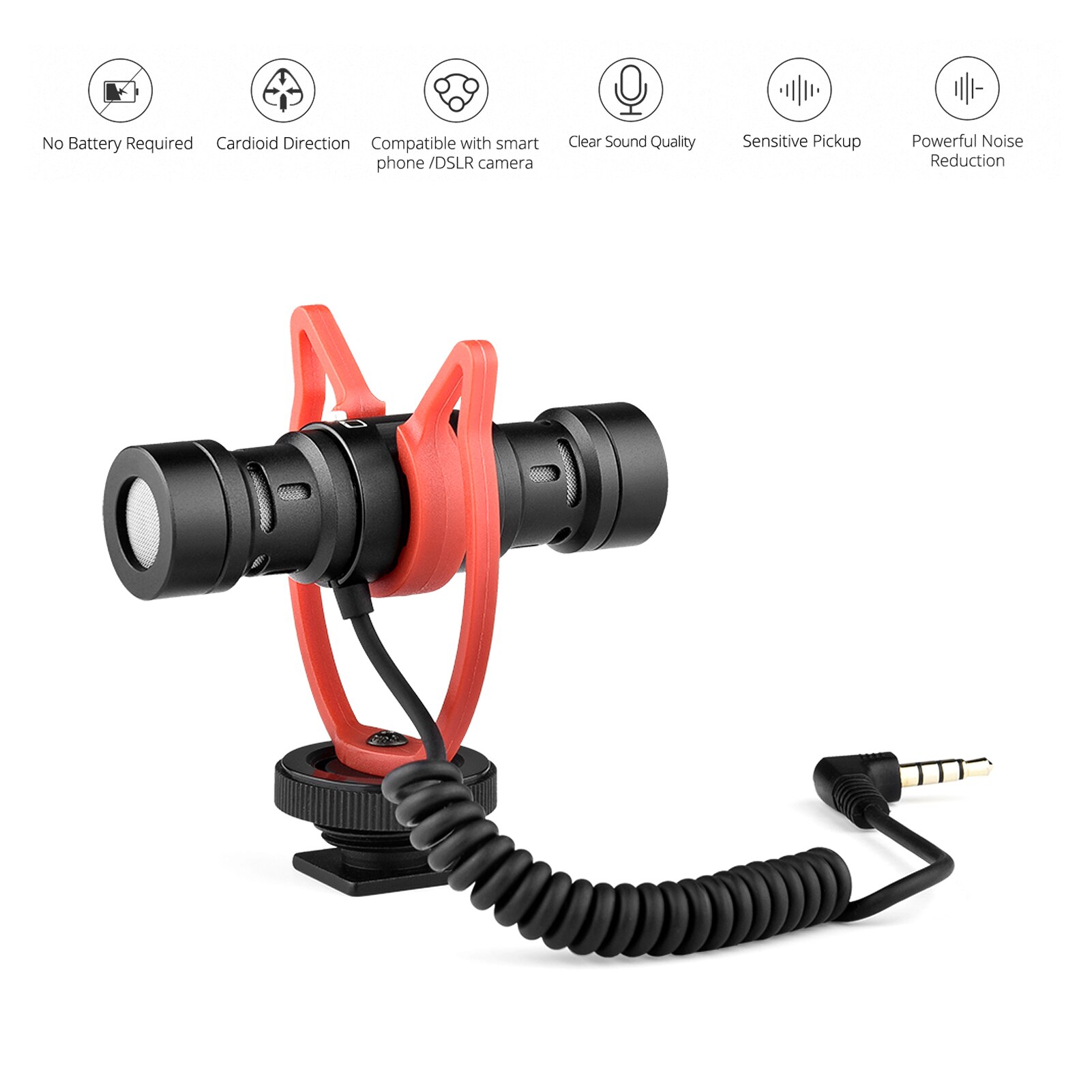 Andoer mic 11 mini-richtmikrofon (einfach/doppelt) für aufnahmen mit smartphones, dslr-kameras und videokameras 3.5mm -and-play-fähig