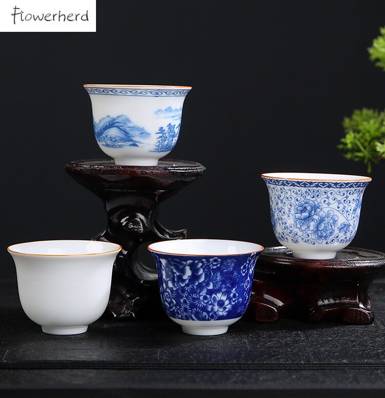 Taza de té de cerámica, juego de té de Kung Fu, taza de porcelana blanca, tazas de agua para el hogar y la Oficina