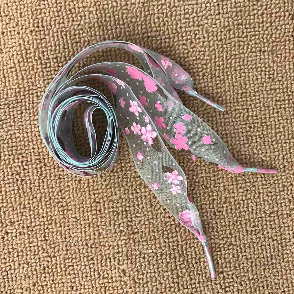 2.8cm imprimé lacets floraux lacets à motifs nylon chaussure laçage élargir décoré lacet vert rose bleu violet lacets plats: blue shoelace