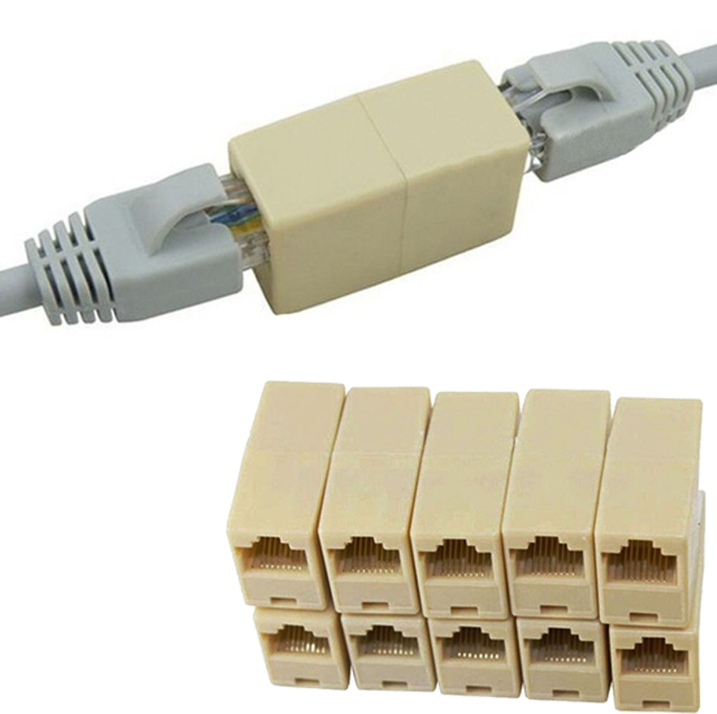 5 stk legeret internetværktøj  rj45 kat 5 koblingsstik adapter netværk lan kabel forlænger stik