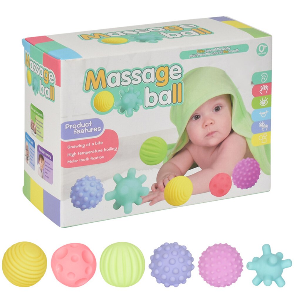 Baby Toy Ball Set Develop Baby's Tactile Senses Toy Touch Hand Ball Toys Baby Training Ball Massage Soft Ball: C