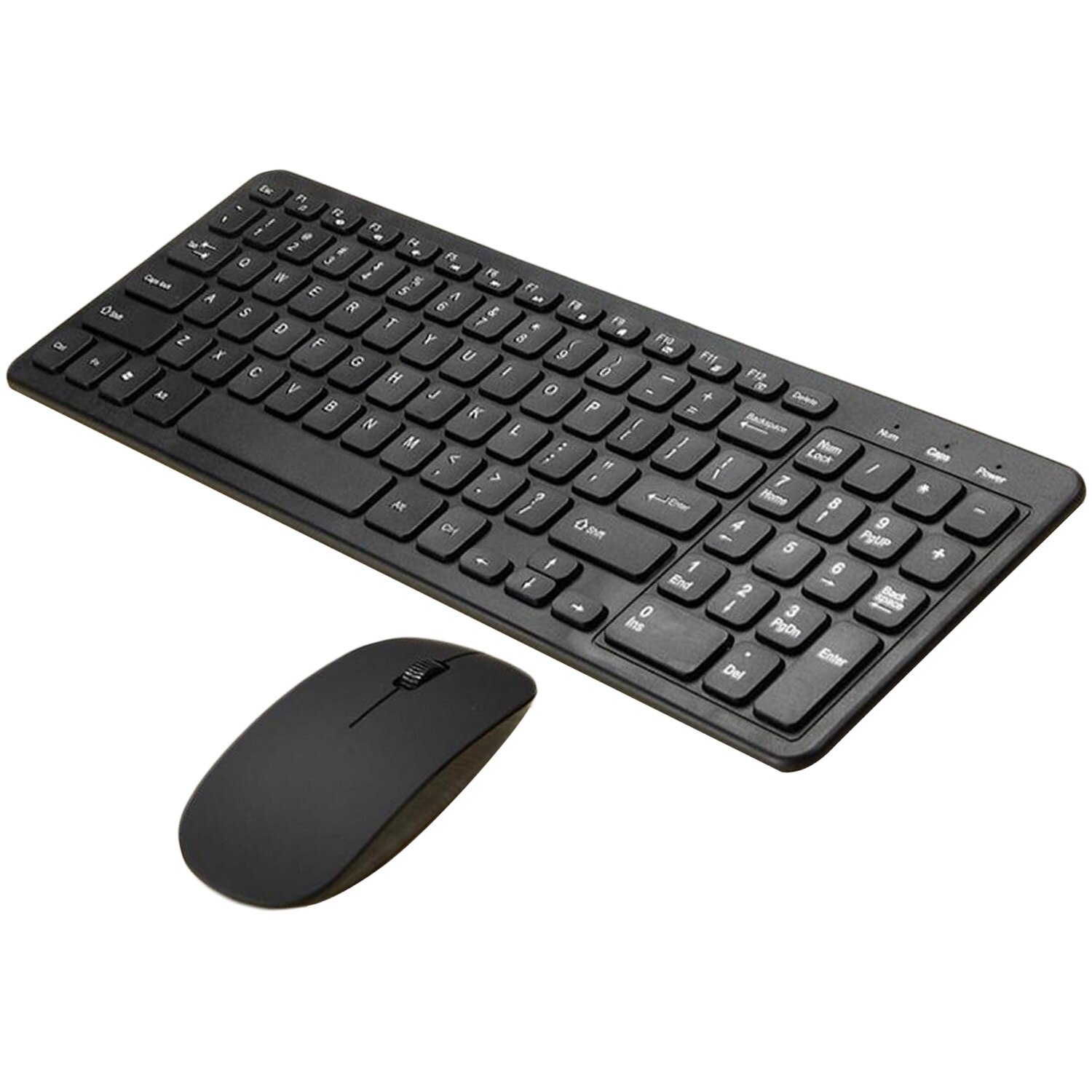 Elisona 2.4 ghz mini draadloos toetsenbord en muisset, ultradun toetsenbord met numeriek toetsenblok, toetsenbord voor desktop, pc en laptop: Zwart