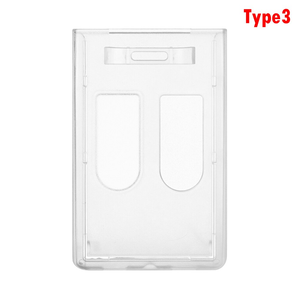 Transparent Multi-use Hard Plastic Badge Work ID Card Holder Clear Protector Cover Case Double Sided ID Card Pouch: 3